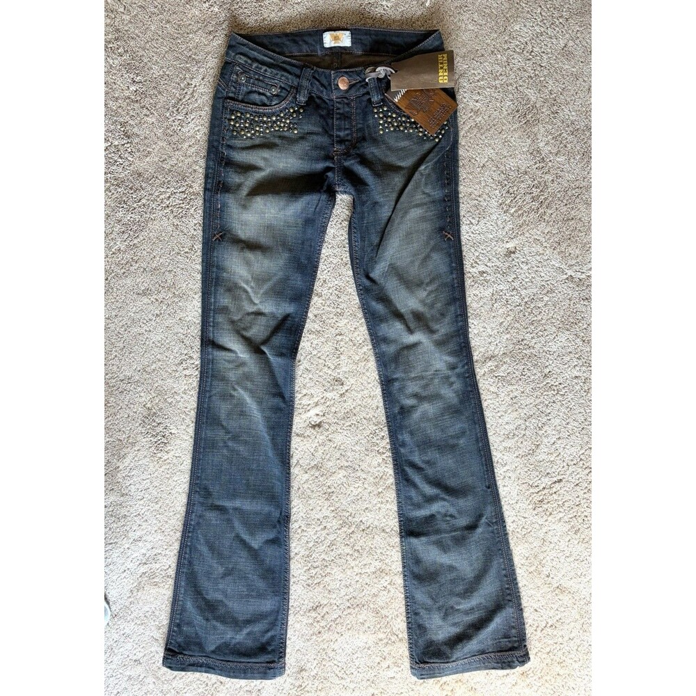 Vintage Y2K Antik Denim Ornate Studded Western Bootcut Jeans Deadstock Size 26